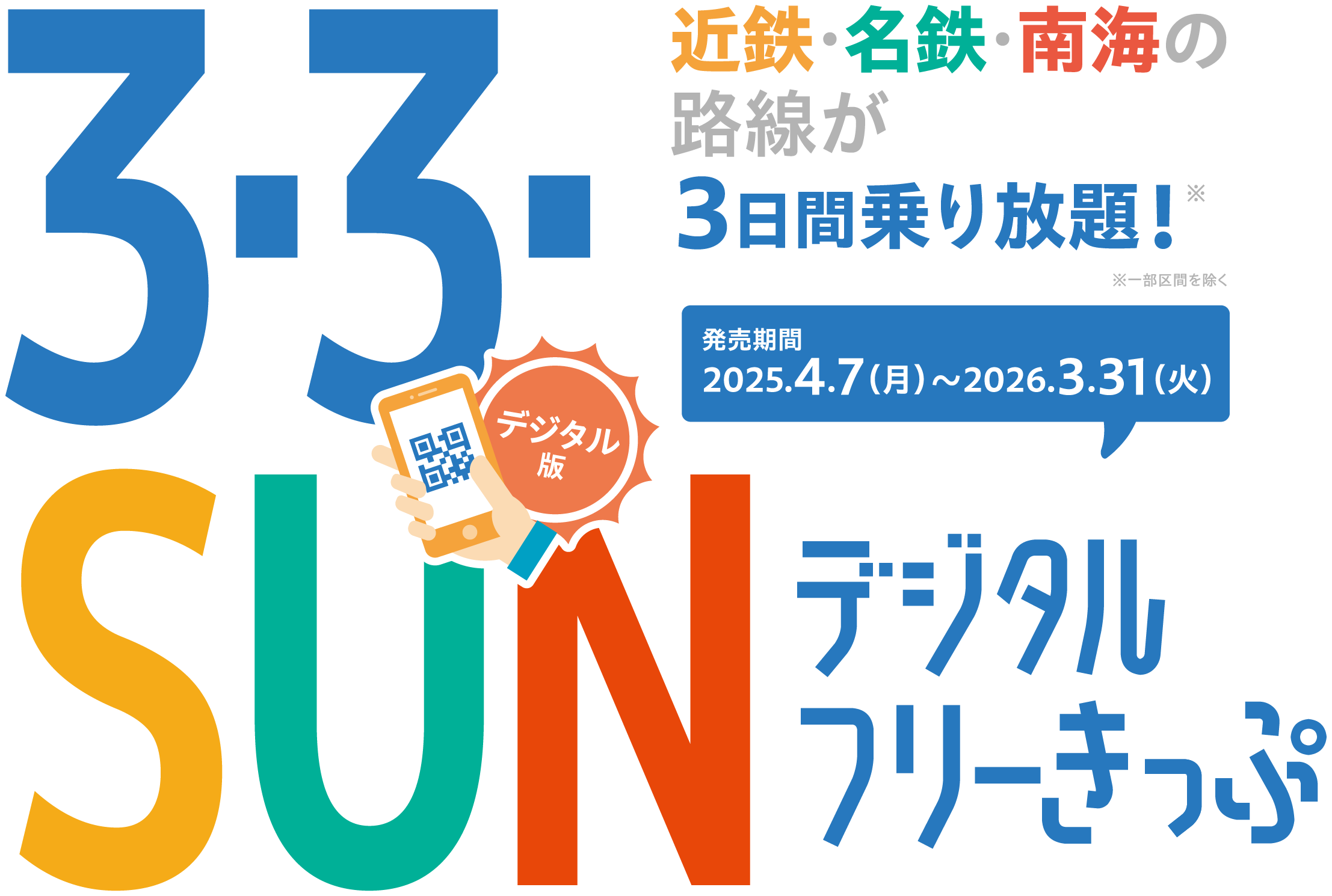 近鉄・南海・名鉄の路線が3日間乗り放題！デジタルフリー切符